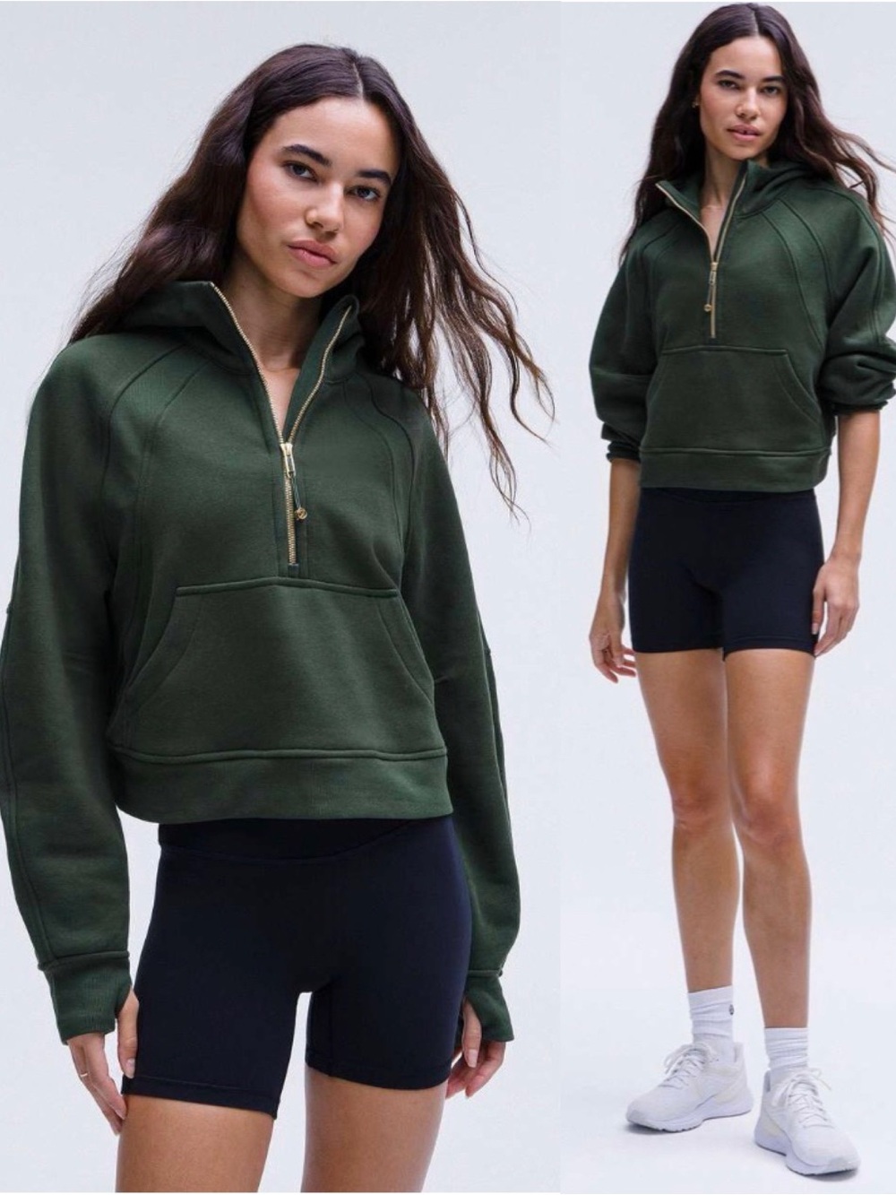 Lululemon Scuba Oversized Half-Zip Hoodie in Forest Legacy Green / Gold XS / S - Picture 2 of 16